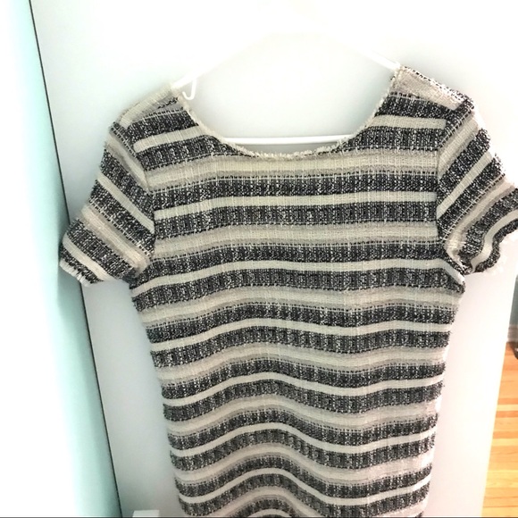 Zara - Ivory and Black Tweed Short Sleeve Mini Dress Size Medium - Picture 2 of 7